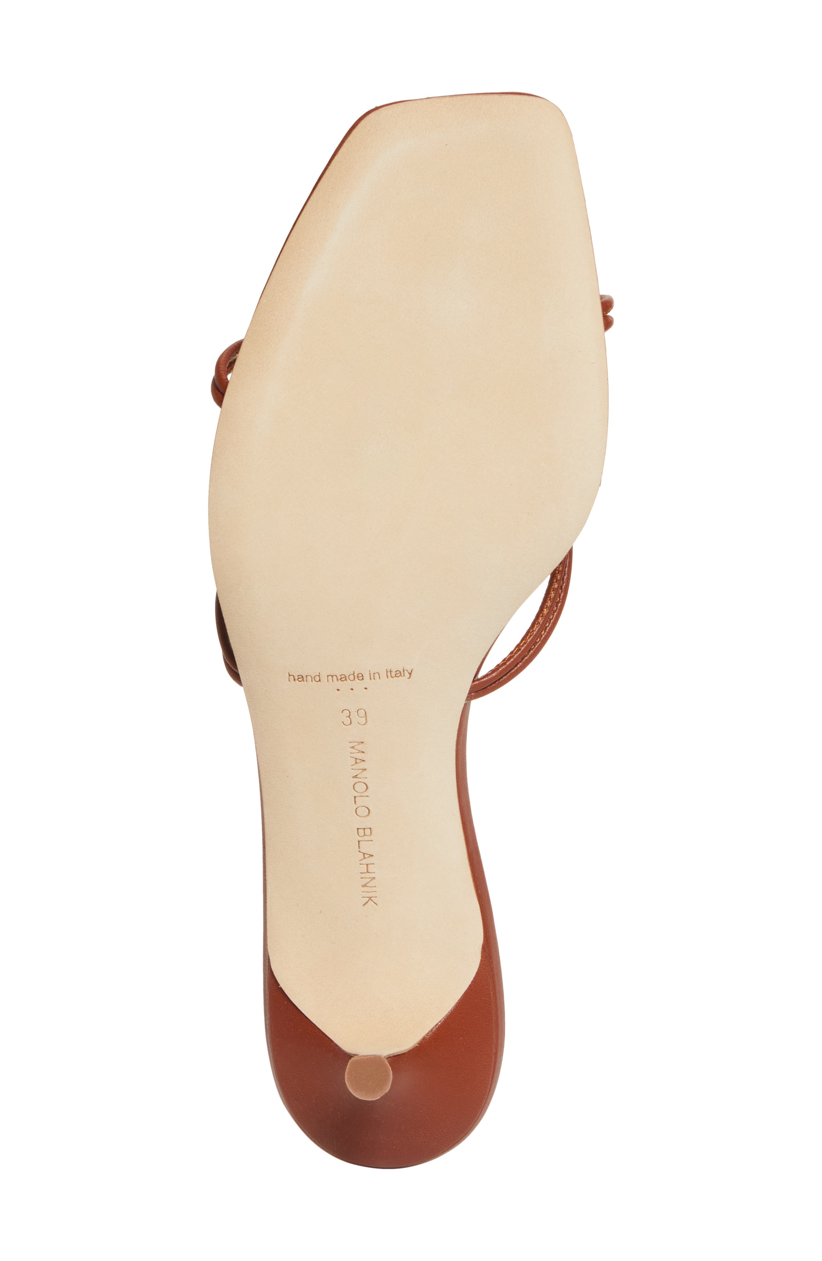 Manolo Blahnik Ninefemu Strappy Kitten Heel Slide Sandal, Alternate, color, Medium Brown