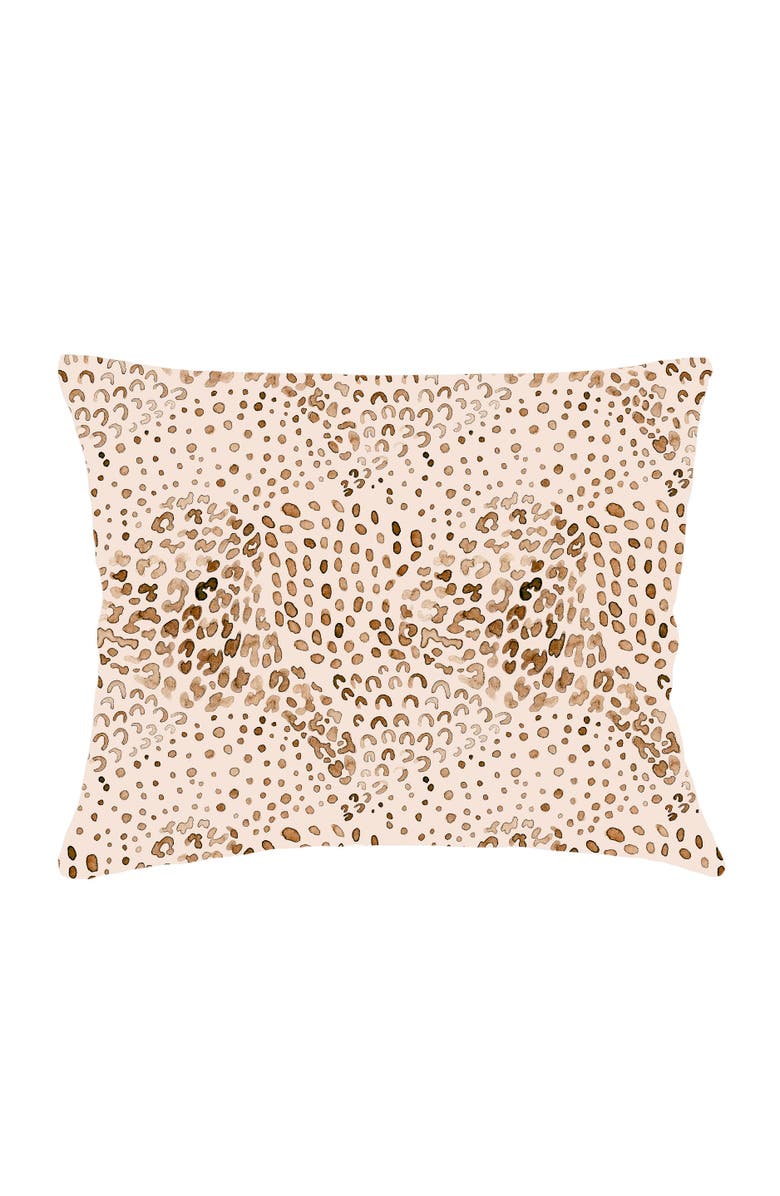 Anaya Brown Cheetah Velvet Pillow with Down Insert, Main, color, Brown