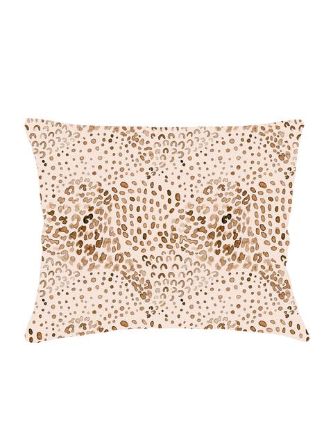 Brown Cheetah Velvet Pillow with Down Insert