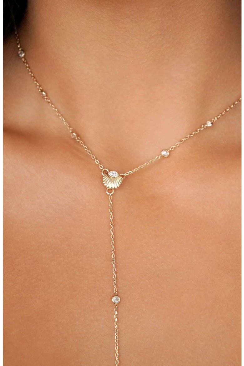 Santorini Shell Y-Necklace, Main, color, GOLD