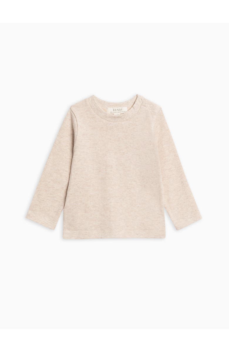Kendi Mesa Waffle Knit Long Sleeve Top, Alternate, color, Heather Oat