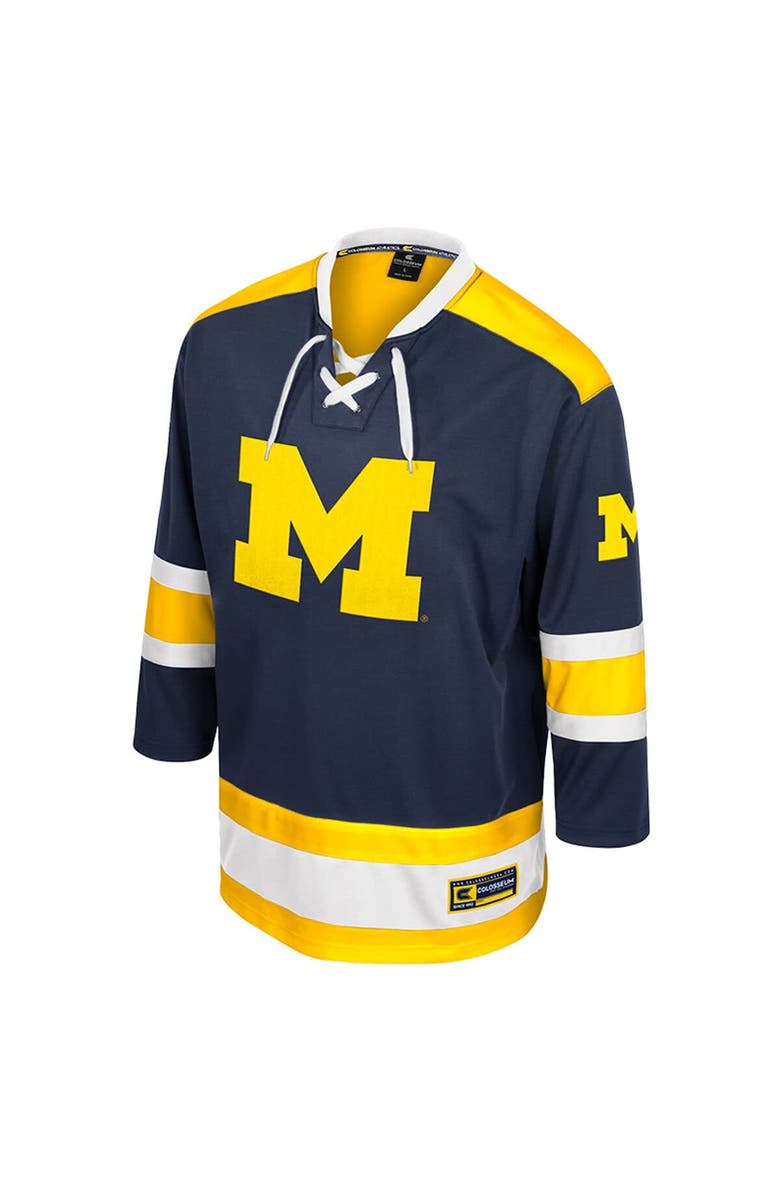 COLOSSEUM Men's Colosseum  Navy Michigan Wolverines Athletic Machine Fashion Hockey Jersey, Alternate, color, 