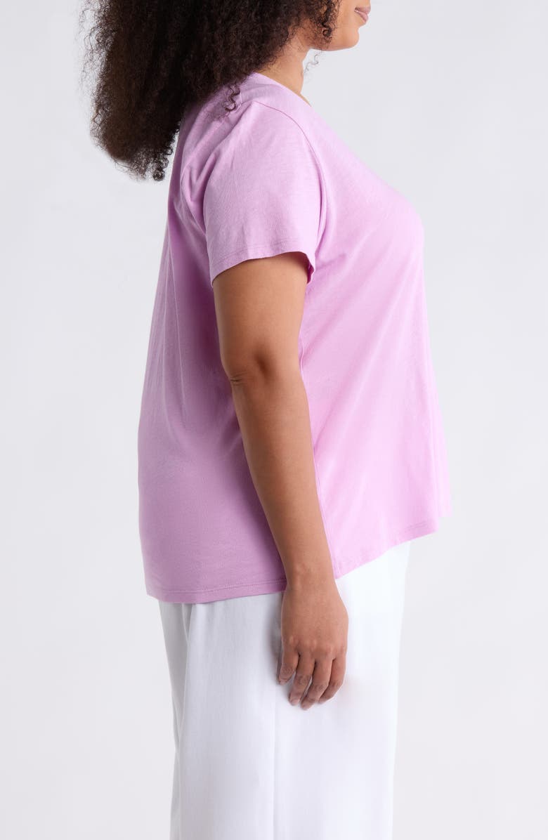 Eileen Fisher Easy Organic Cotton V-Neck T-Shirt, Alternate, color, Bright Aster