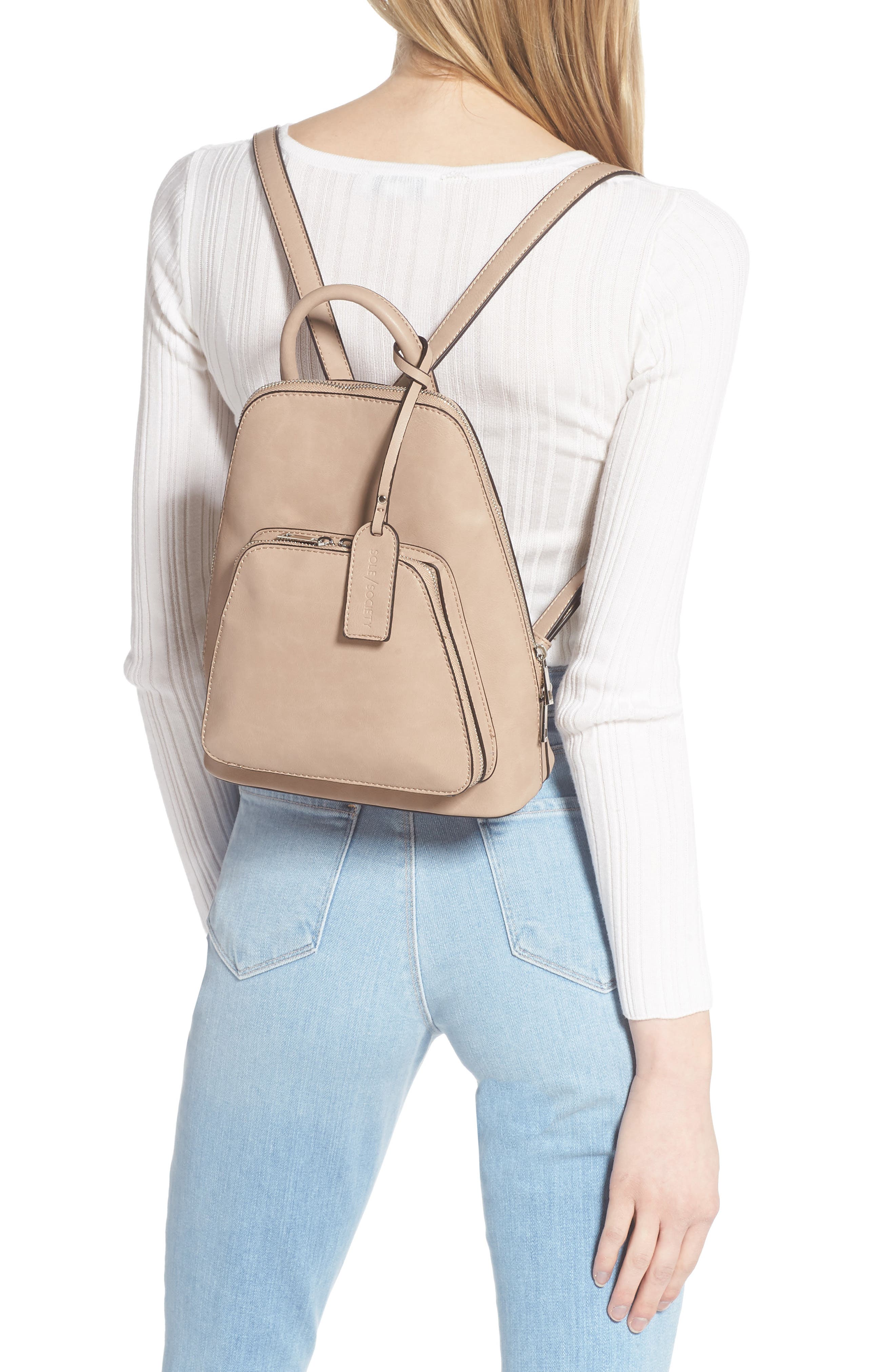 Sole Society Aushan Faux Leather Backpack, Alternate, color, 