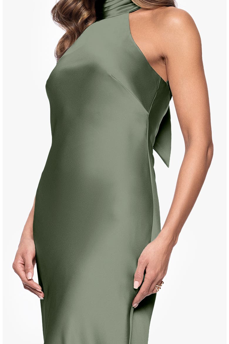 Halter Neck Satin Sheath Gown, Alternate, color, OLIVE