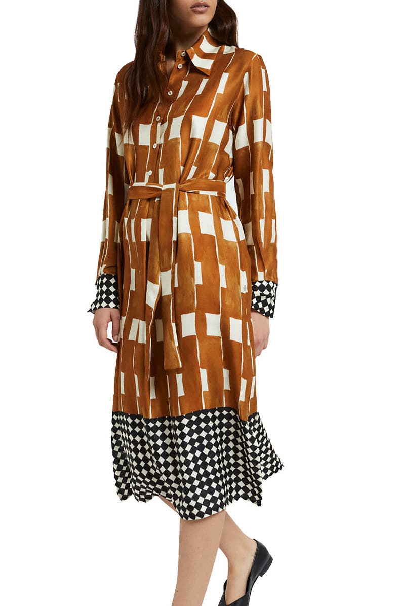 ottod'Ame Viscose Midi Shirt Dress, Main, color, Brown