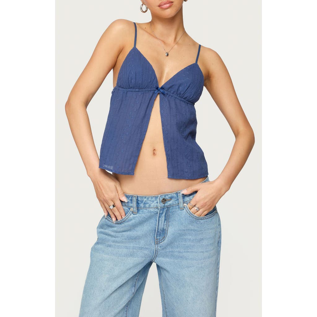 Edikted Otis Eyelet Split Front Tank Top In Blue