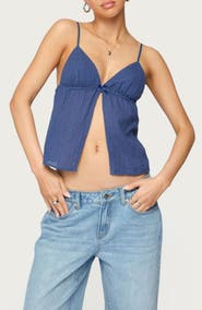EDIKTED Otis Eyelet Split Front Camisole