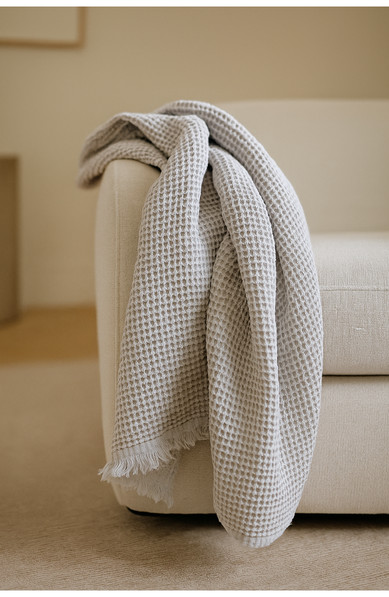 Anaya Turkish Cotton Waffle Throw, Alternate, color, Soft Grey