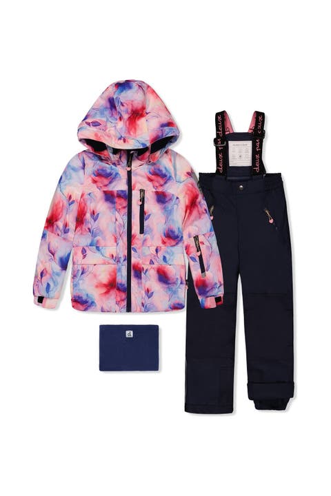 Play Watercolor Floral Jacket & Reinforced Pants Two Piece Snowsuit