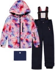Deux par Deux Play Watercolor Floral Jacket & Reinforced Pants Two Piece Snowsuit