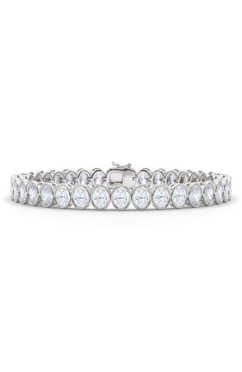 HauteCarat Oval Cut Lab Created Diamond Tennis Bracelet, Alternate, color, 18K White Gold