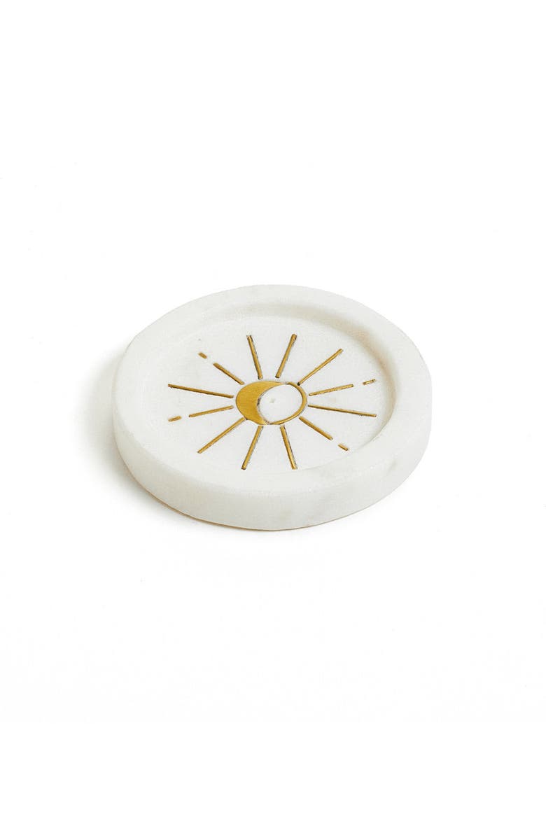 Indukala Round Moon Incense Holder, Main, color, White