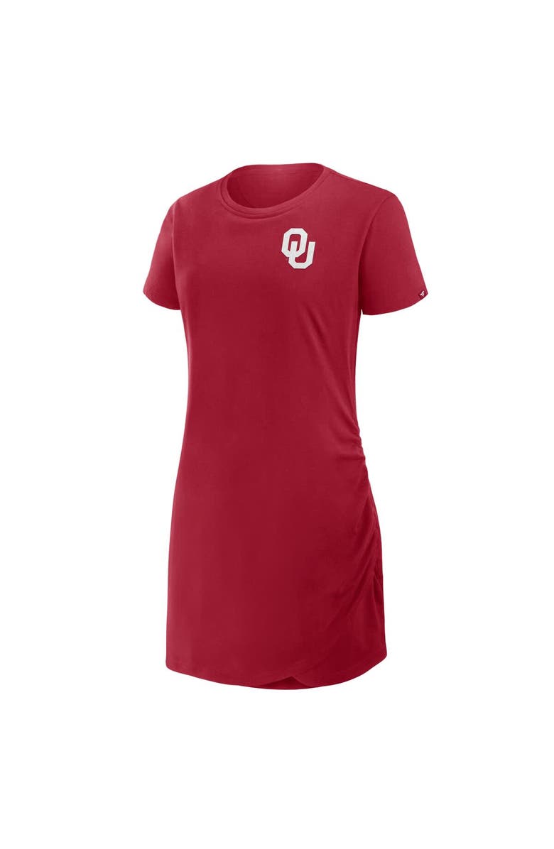 FANATICS Women's Fanatics Crimson Oklahoma Sooners Ruched Drape T-Shirt Dress, Alternate, color, Crimson