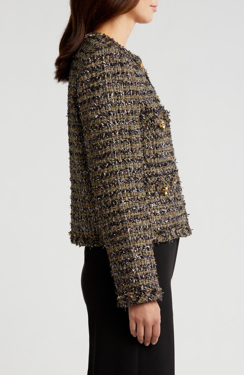 ST. JOHN Metallic Eyelash Tweed Jacket, Alternate, color, Cypress Multi