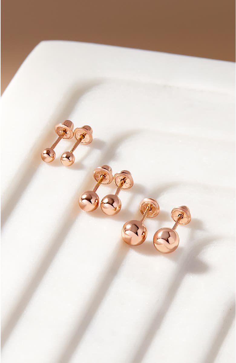 In Season Jewelry 14k Classic Ball Earrings, Alternate, color, Rose Gold