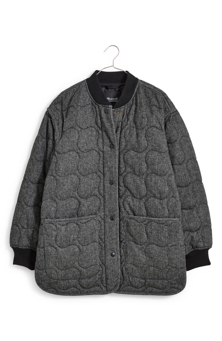Madewell Quilted Oversize Wool Blend Bomber Jacket, Alternate, color,
