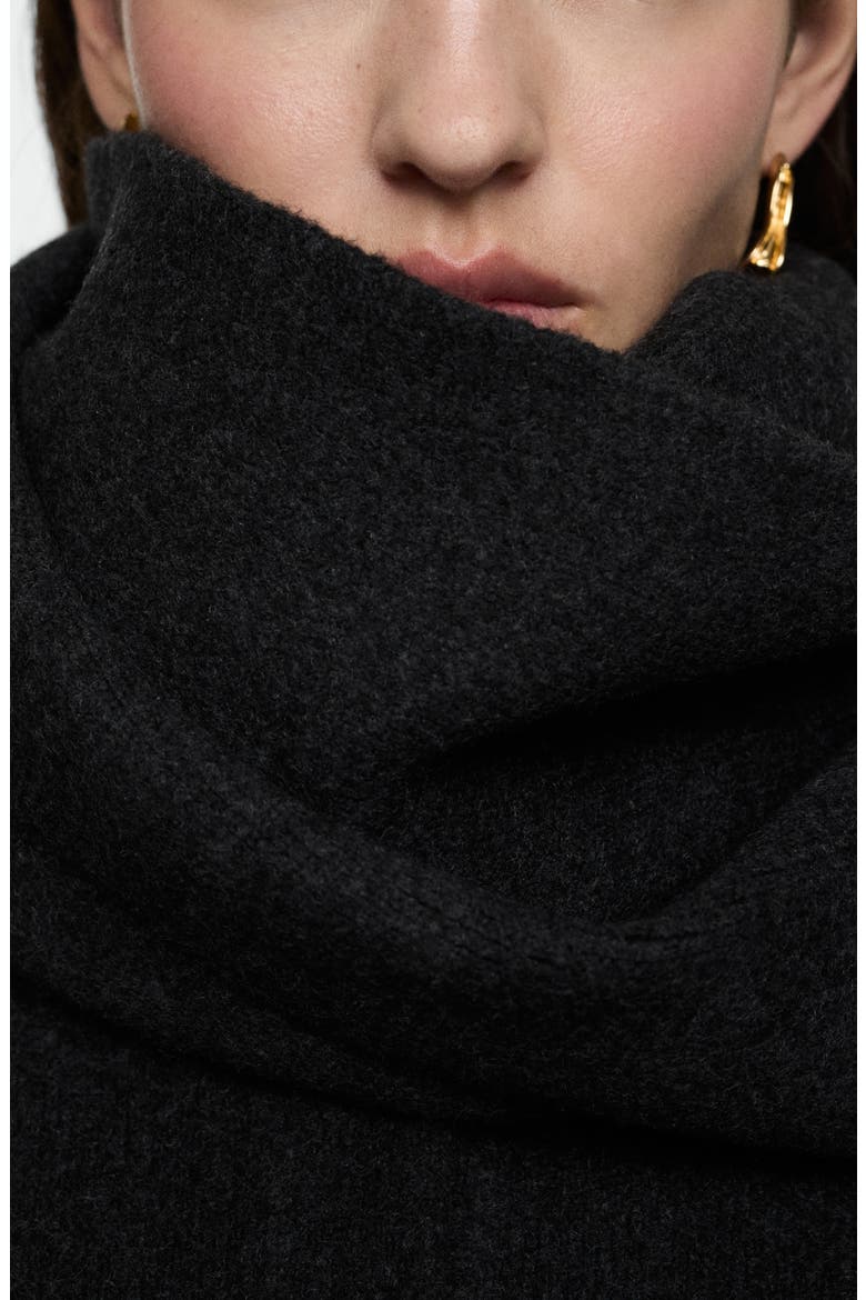 Felt Coat with Removable Scarf Detail, Alternate, color, CHARCOAL