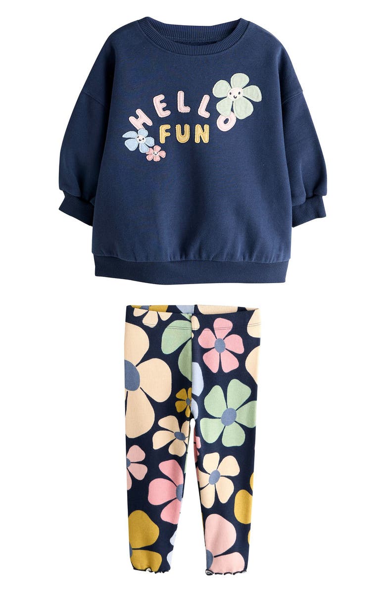 NEXT Kids' Graphic Sweatshirt & Leggings Set, Main, color, Blue