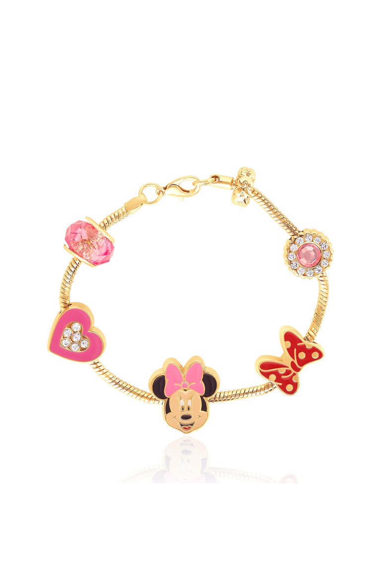 Minnie Mouse Charm Bracelet with Heart Accents, Alternate, color, Gold