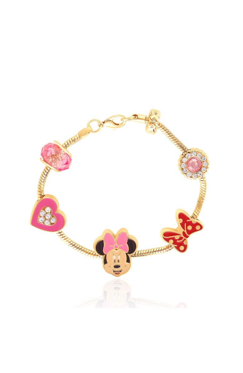 Disney Minnie Mouse Charm Bracelet with Heart Accents, Alternate, color, Gold