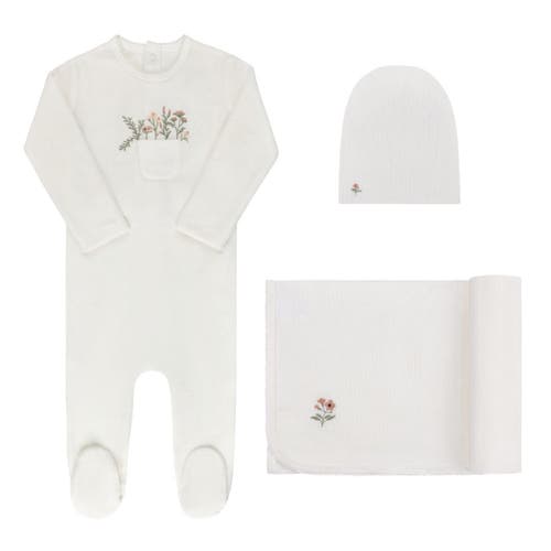 Ely's & Co. Kids'  Velour Pocket Full Of Flowers Collection In Ivory/pink