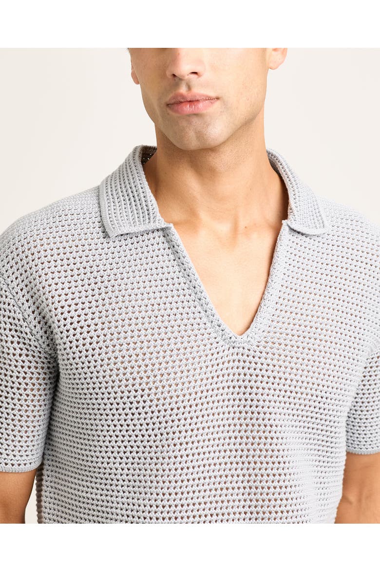 Batten Crochet Polo Shirt, Alternate, color, Light Sky Pool/White Sand