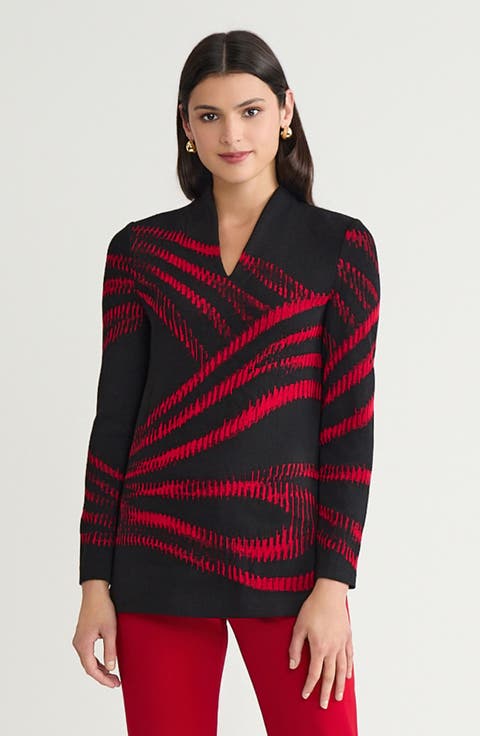 Two-Tone Jacquard Soft Knit Tunic
