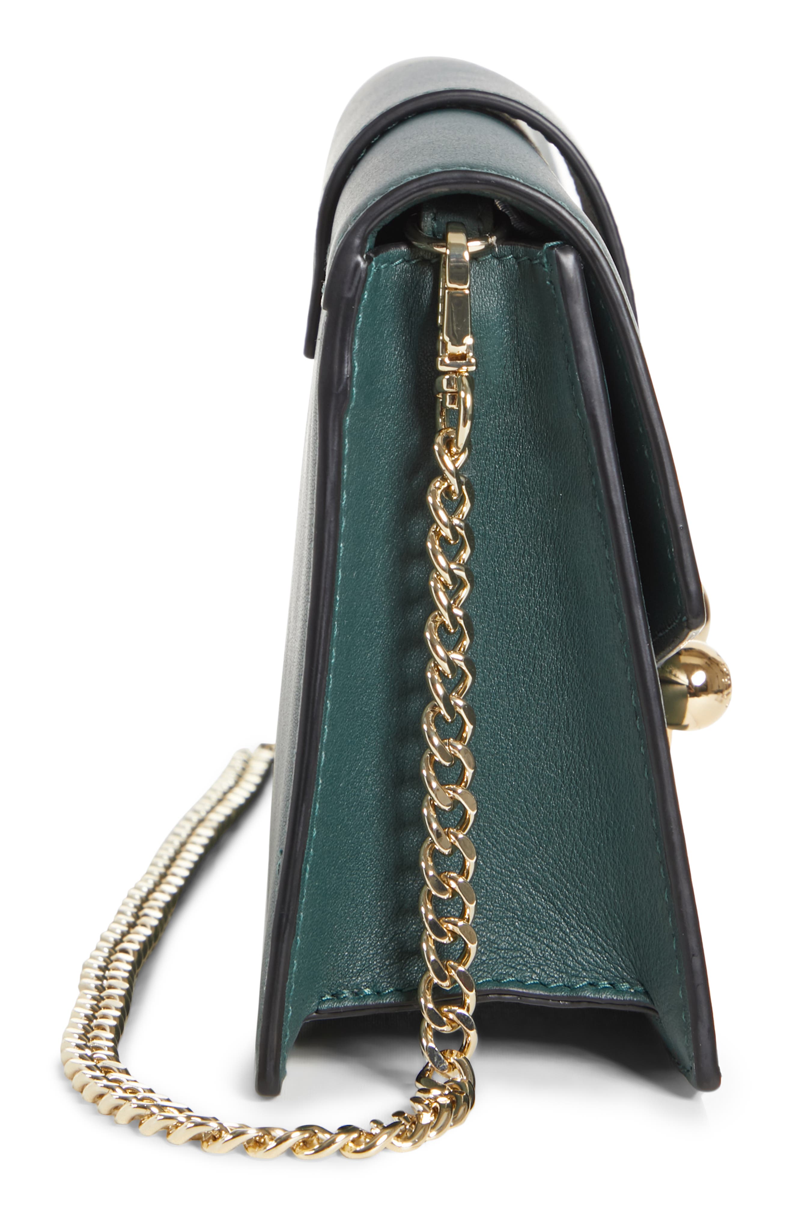 Strathberry Mini Crescent Leather Clutch, Alternate, color, Bottle Green