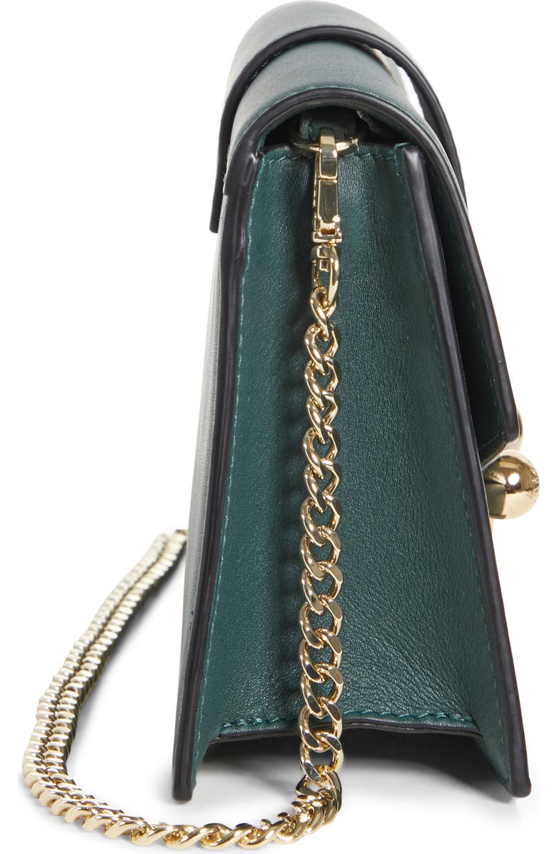 Strathberry Mini Crescent Leather Clutch, Alternate, color, Bottle Green