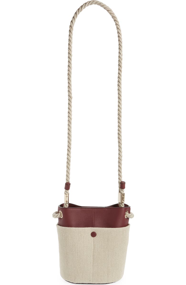 Chloé Key Small Linen & Leather Bucket Bag, Alternate, color,