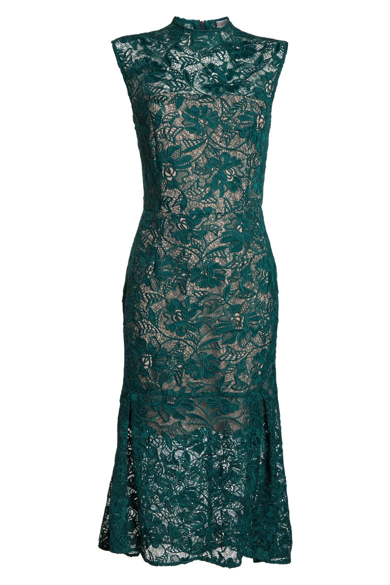 Lace Midi Dress, Alternate, color, GREEN PARK