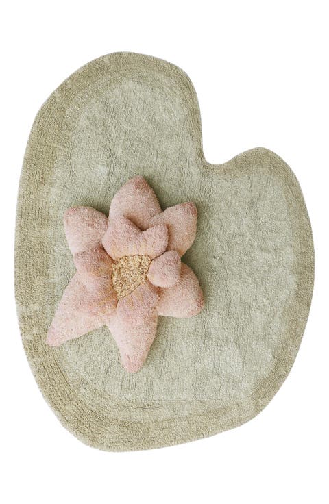 Kids' Washable Lily Pad Rug & Flower Pillow