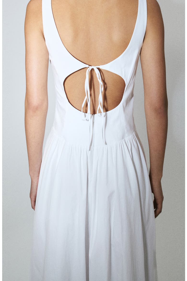 Starring Hailey Bieber Cutout Back Detail Cotton Blend Dress, Alternate, color, WHITE