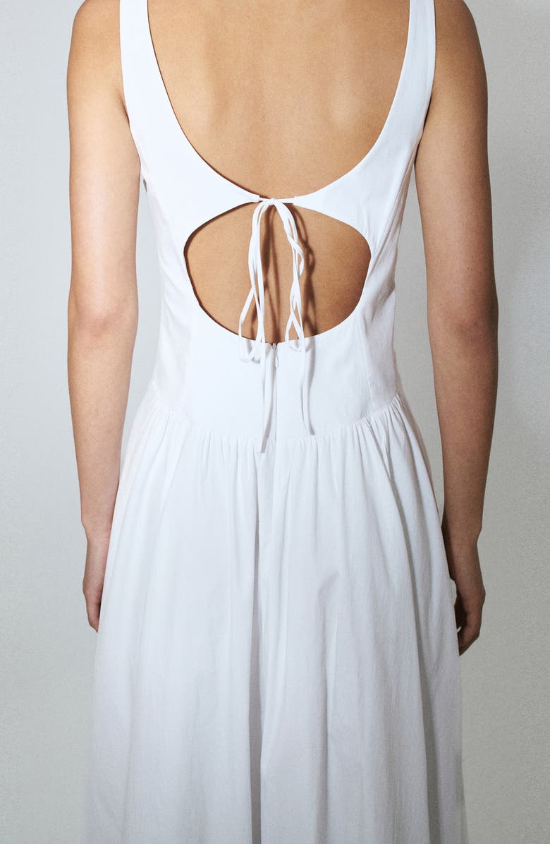 MANGO Featuring Hailey Bieber Cutout Back Detail Cotton Blend Dress, Alternate, color,