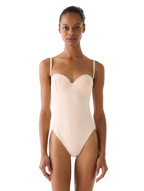 Tidal Stripe Bow Back One Piece Swimsuit