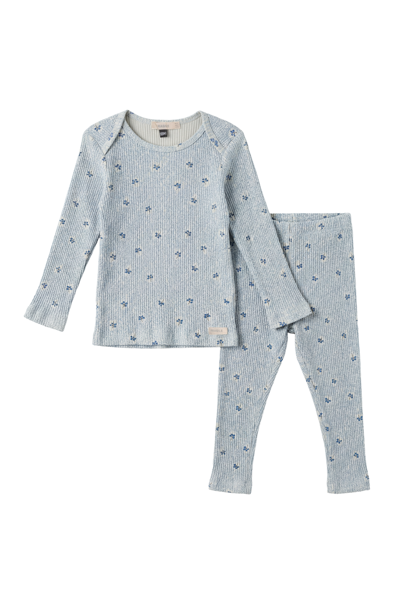 Fragile Boy Allover Cherry Print Two Piece Long Sleeve Top and Matching Pants Set, Main, color, Blue