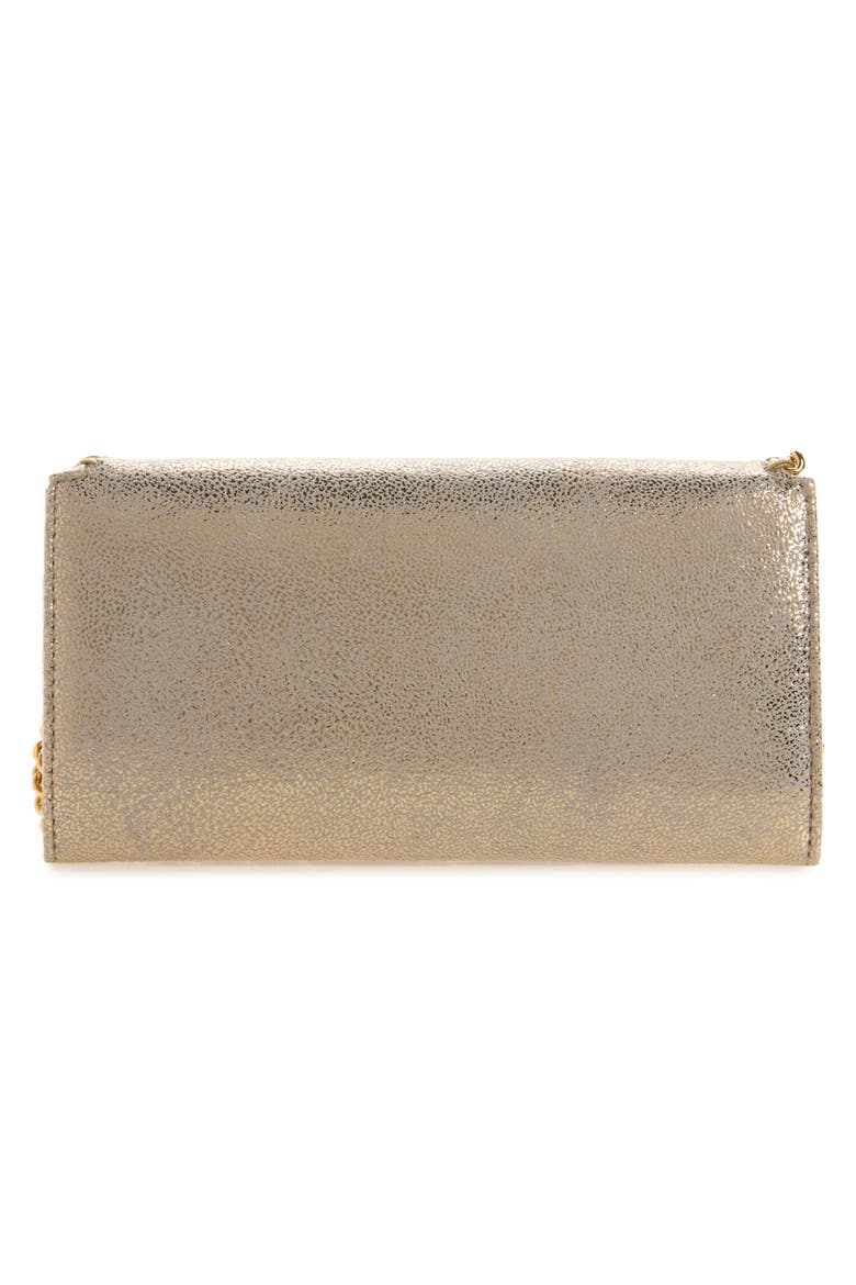 Falabella Faux Leather Continental Wallet on a Chain, Alternate, color, PYRITE