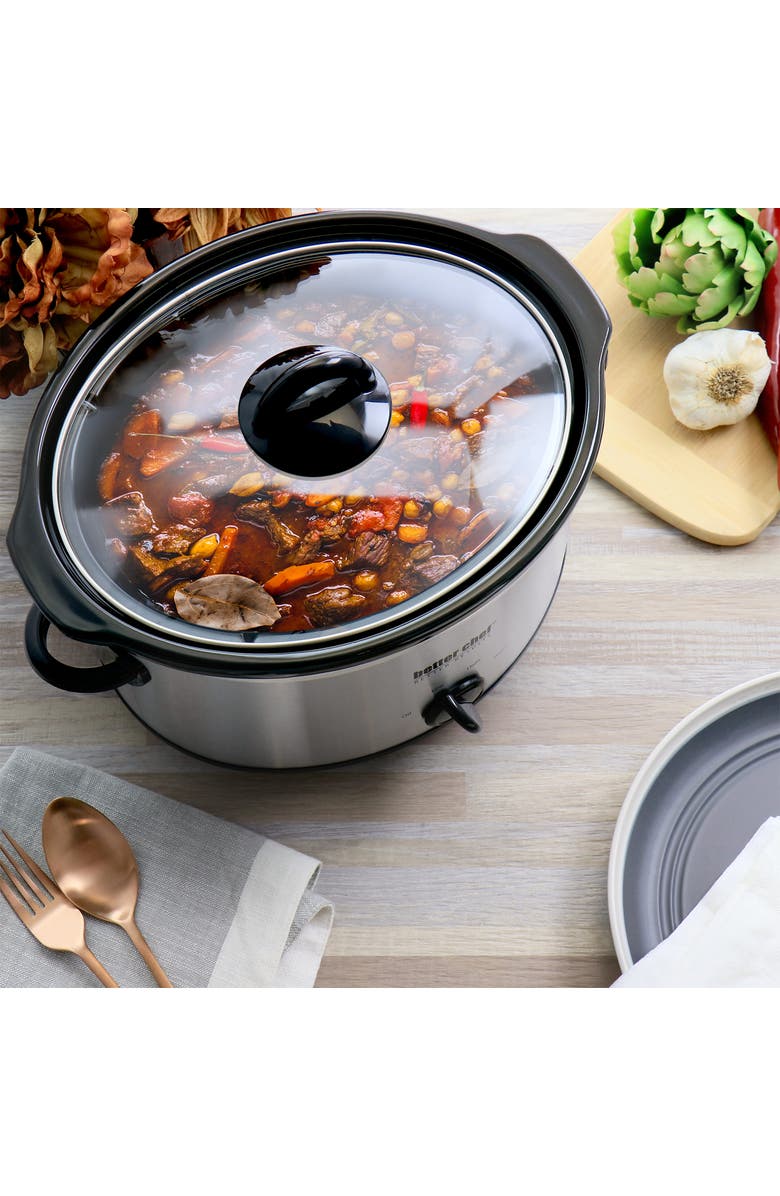 Better Chef 4 Quart Oval Stainless Steel Slow Cooker with Removable Stoneware Crock, Alternate, color, Silver