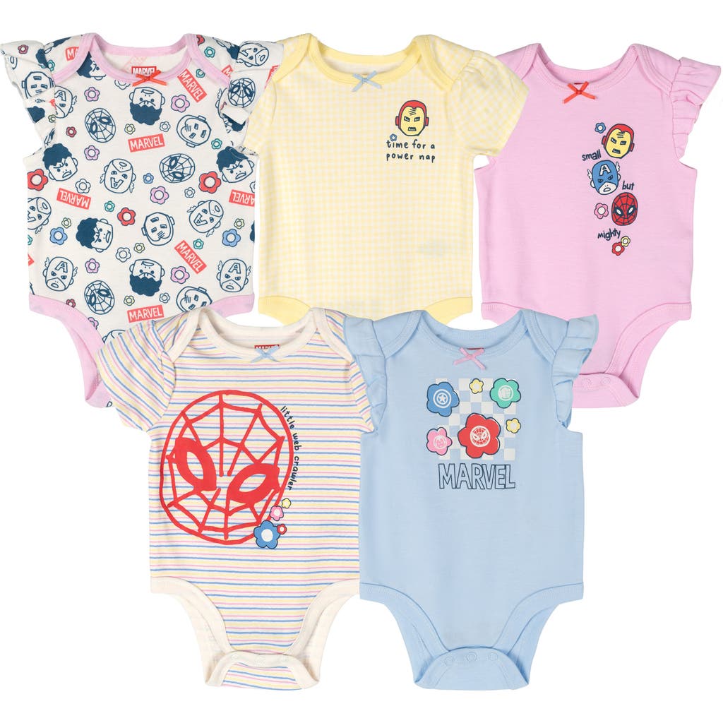 Marvel Kids' 5-pack One Piece Bodysuits In Multi