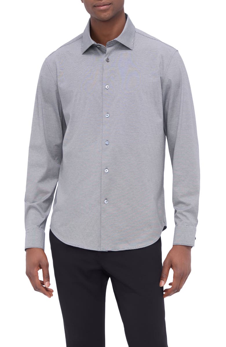Bugatchi James OoohCotton<sup>®</sup> Button-Up Shirt, Main, color, Black