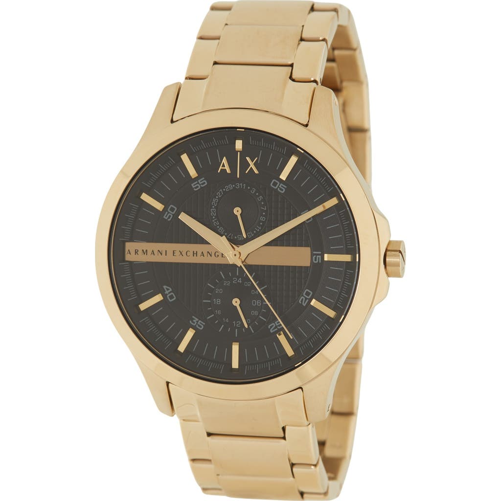 AX Armani Exchange Black Dial Bracelet Watch, 46mm in Gold at Nordstrom Rack