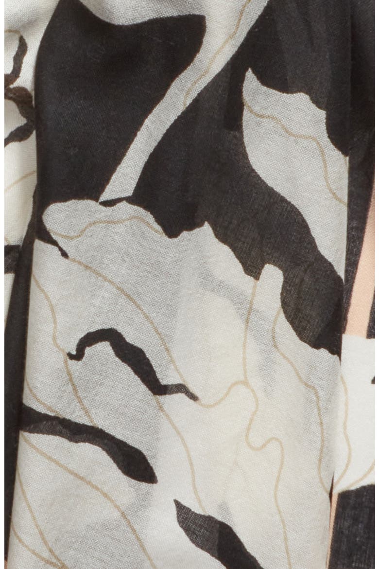 Eyelash Trim Print Cashmere & Silk Wrap, Alternate, color, BLACK GRAPHIC FLORAL