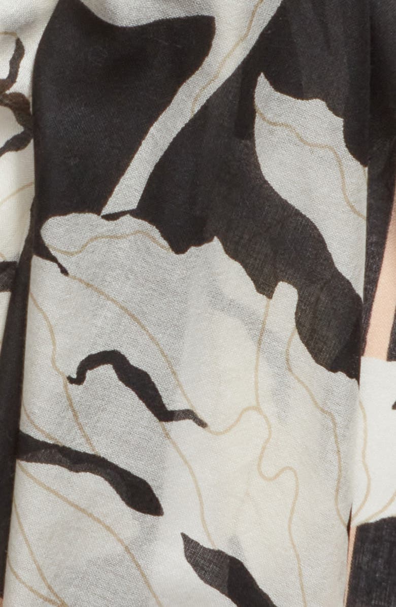 Nordstrom Eyelash Trim Print Cashmere & Silk Wrap, Alternate, color, Black Graphic Floral