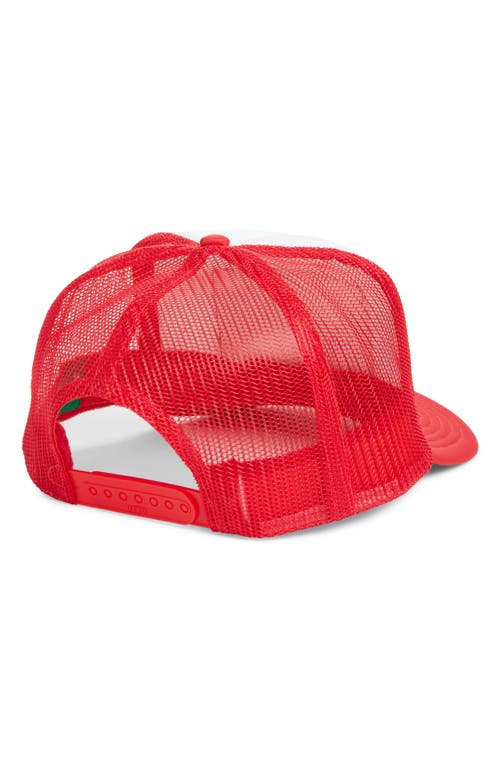 Friday Feelin ' Locals Only Patch Trucker Hat In Red Split