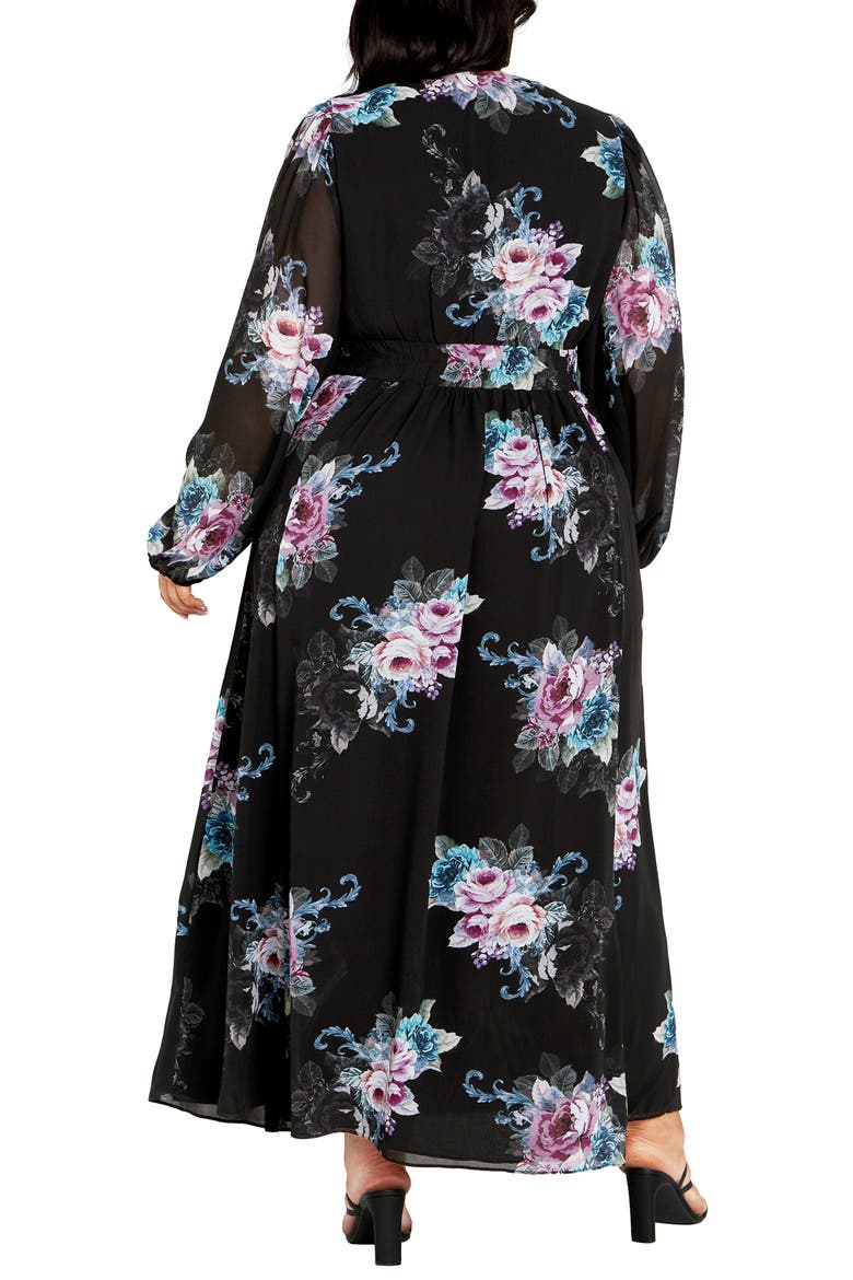 Ottilie Long Sleeve Maxi Dress, Alternate, color, BLACK PRINT