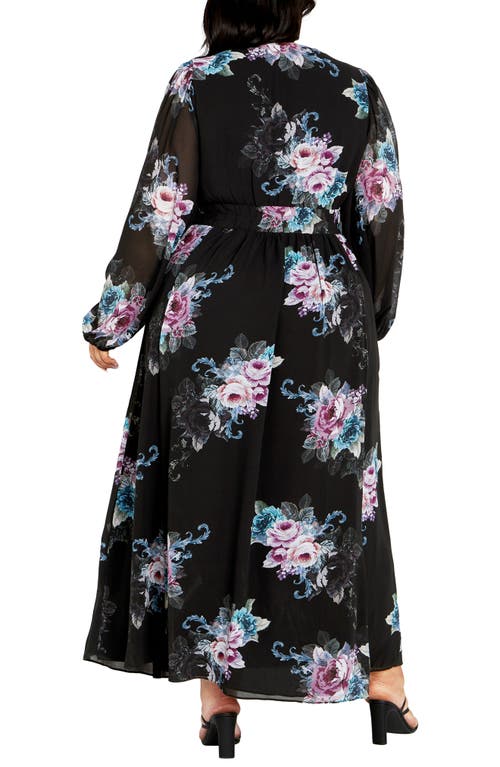 City Chic Ottilie Long Sleeve Maxi Dress In Black