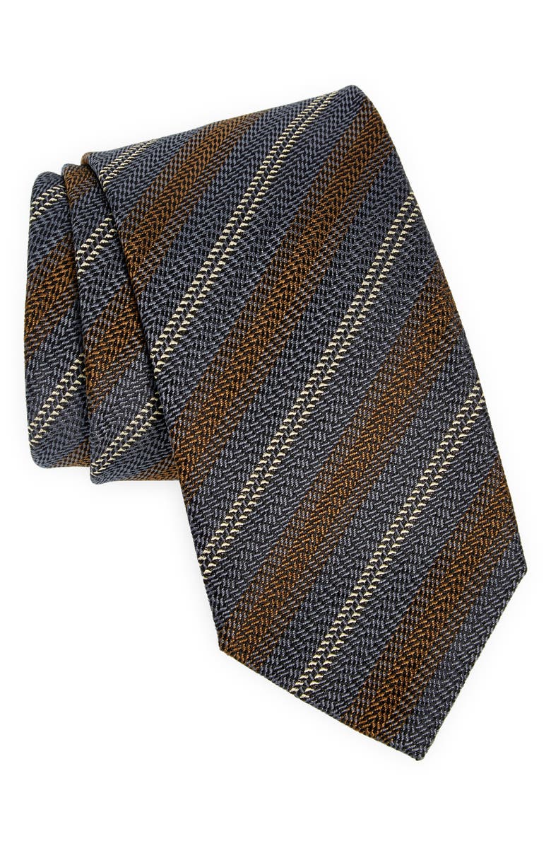 Brioni Stripe Silk Tie, Main, color, 