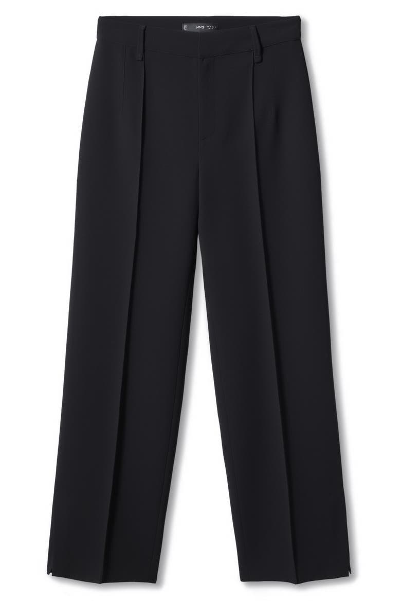 Slit Hem Straight Leg Pants, Alternate, color, BLACK