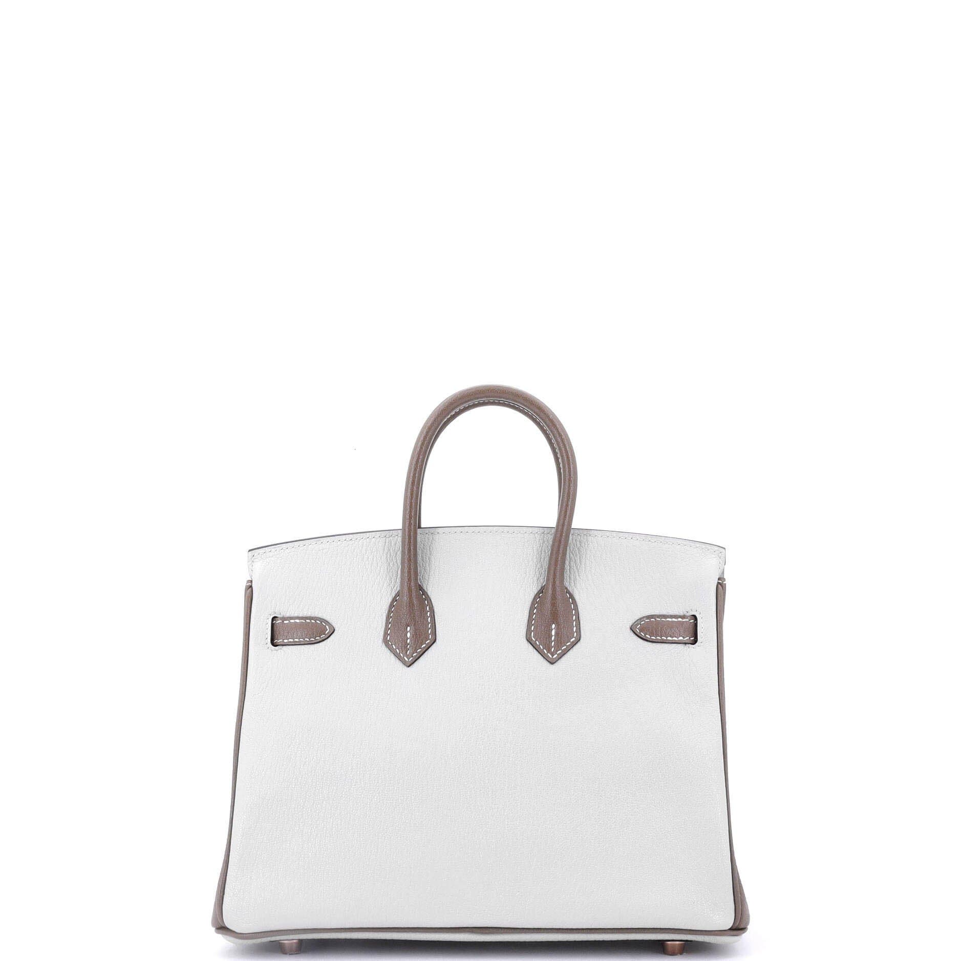 Pre-Owned Hermes Birkin Handbag Bicolor Chevre Mysore with Rose Gold Hardware 25, Alternate, color, 